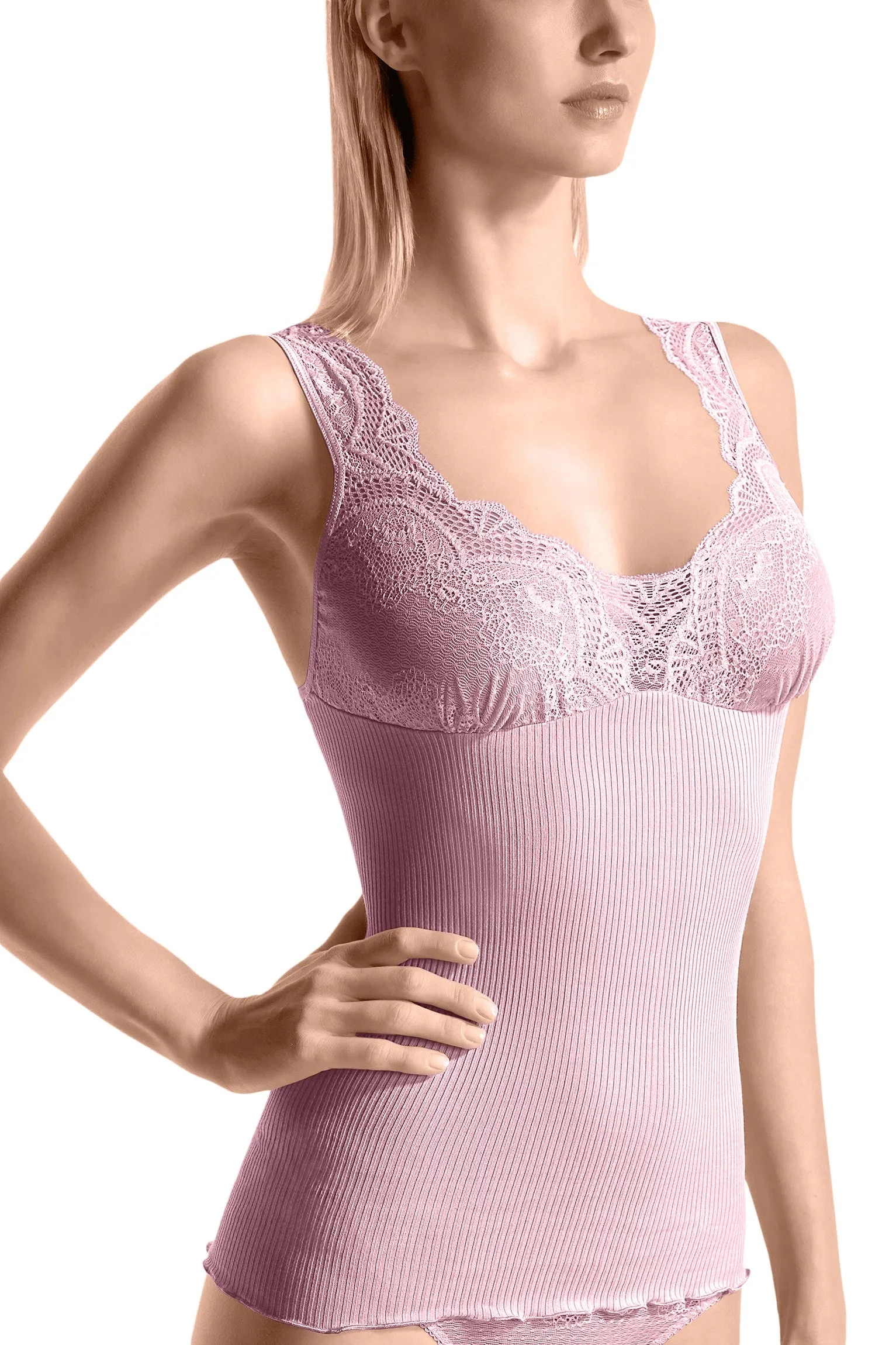Adele Caraco tank top with lace straps