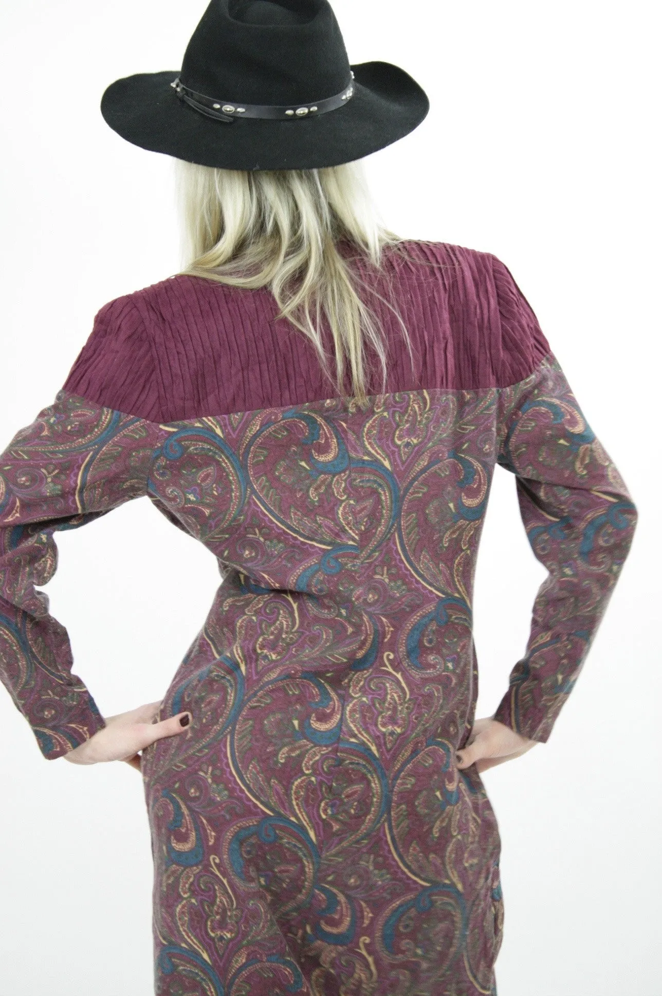 Authentic vintage 80s hippie boho southwestern paisley coat dress