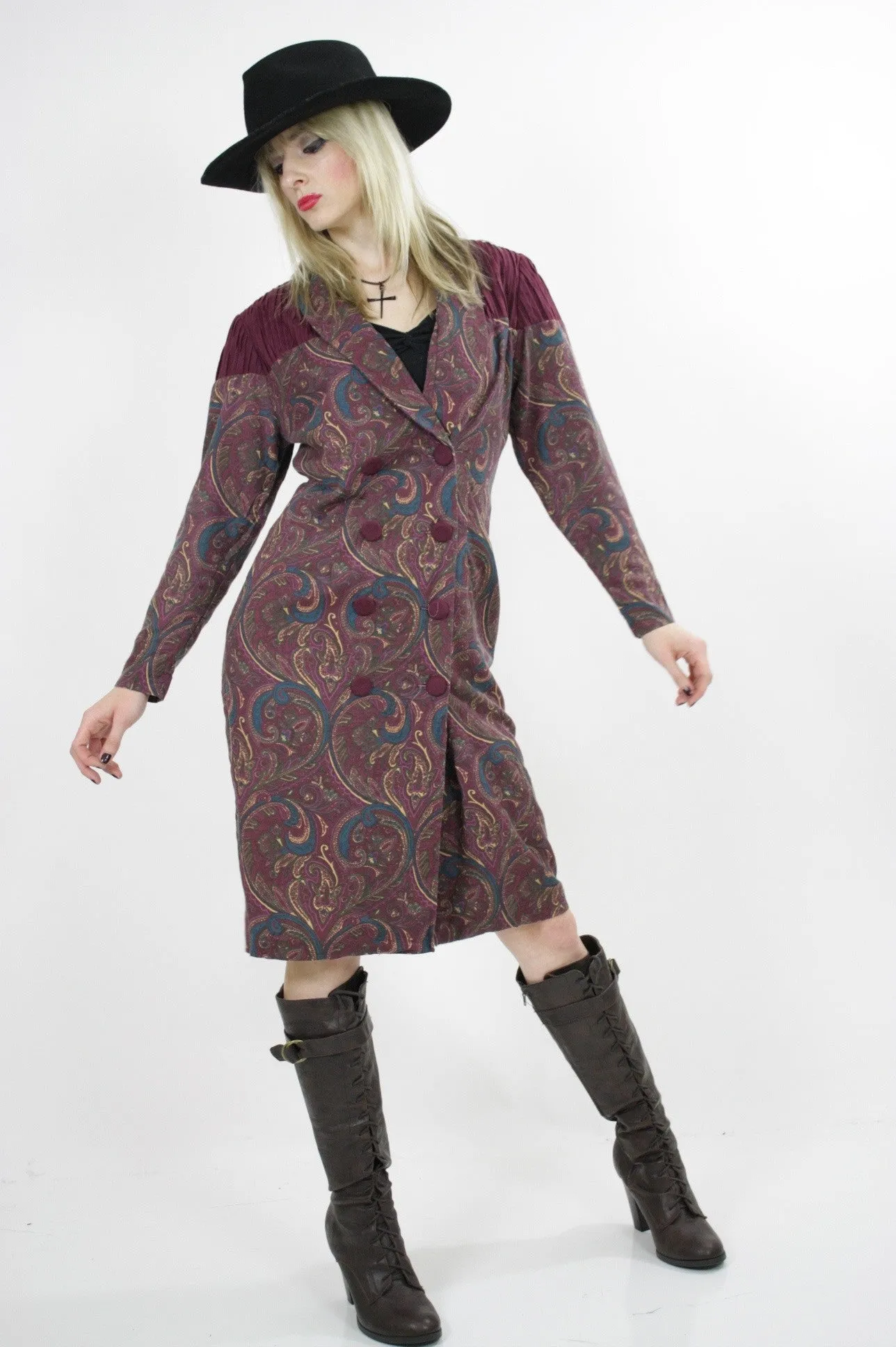 Authentic vintage 80s hippie boho southwestern paisley coat dress
