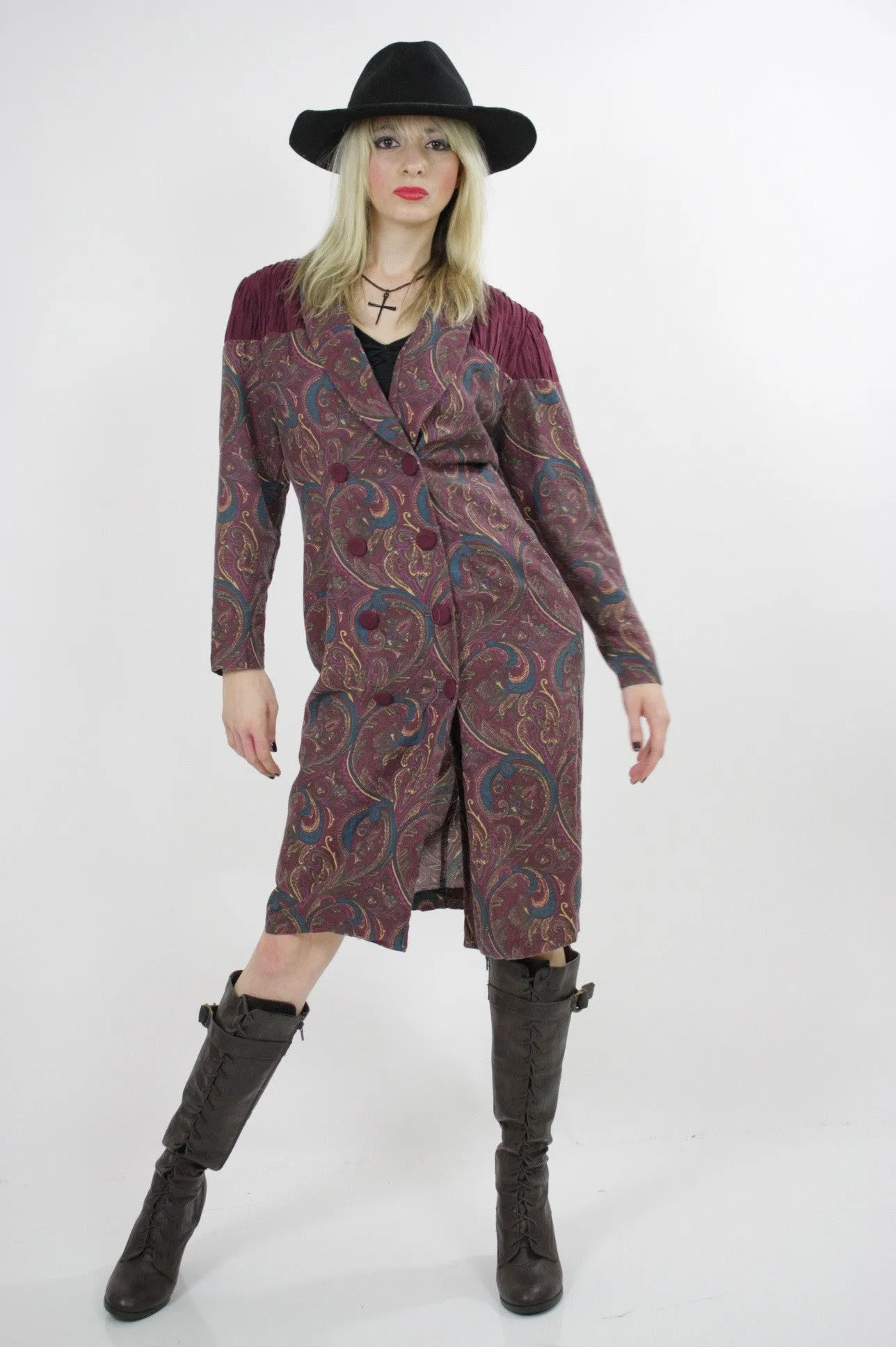 Authentic vintage 80s hippie boho southwestern paisley coat dress