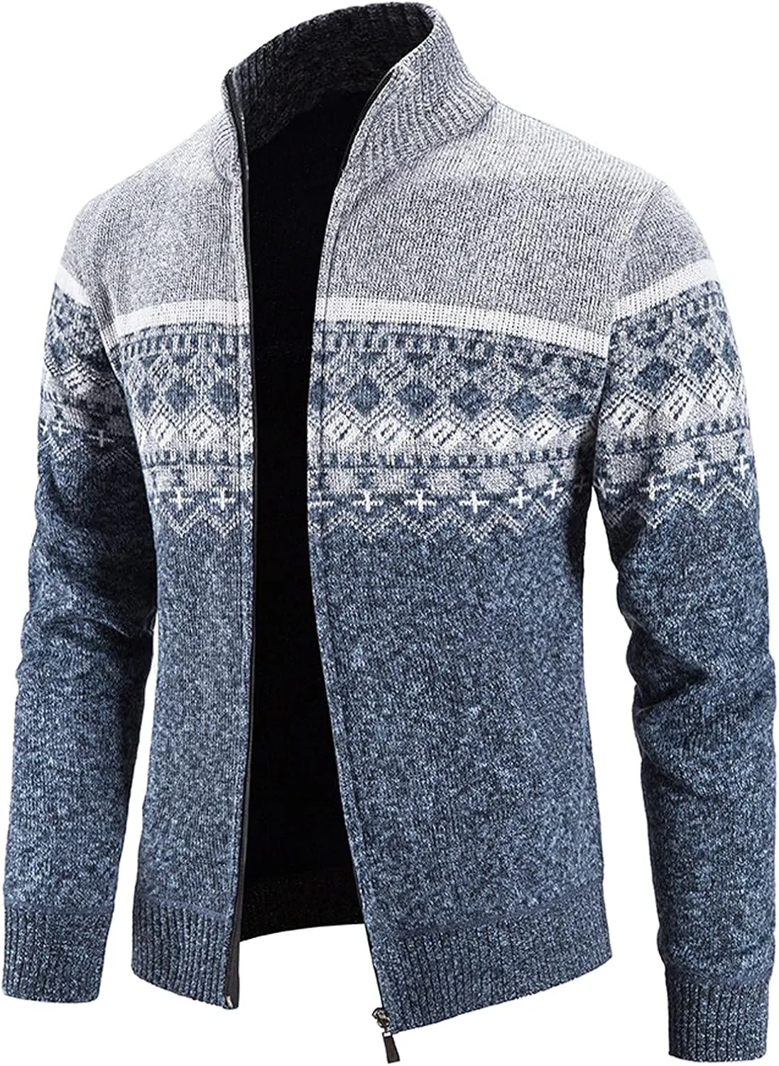 BIFUTON Mens Cardigan Sweater,Men's Soft Cardigan Sweater Graphic Knitted Outerwear Fall Winter Stand Collar Work Thick Coats