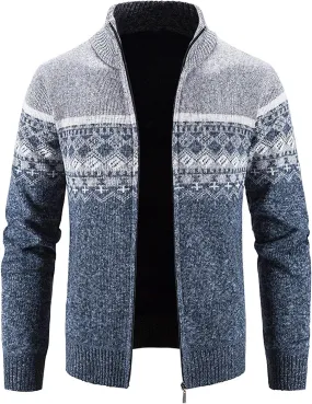 BIFUTON Mens Cardigan Sweater,Men's Soft Cardigan Sweater Graphic Knitted Outerwear Fall Winter Stand Collar Work Thick Coats