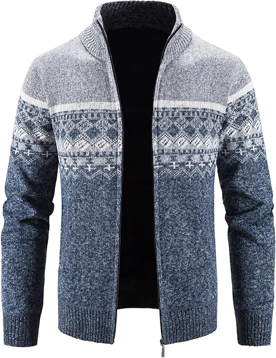 BIFUTON Mens Cardigan Sweater,Men's Soft Cardigan Sweater Graphic Knitted Outerwear Fall Winter Stand Collar Work Thick Coats