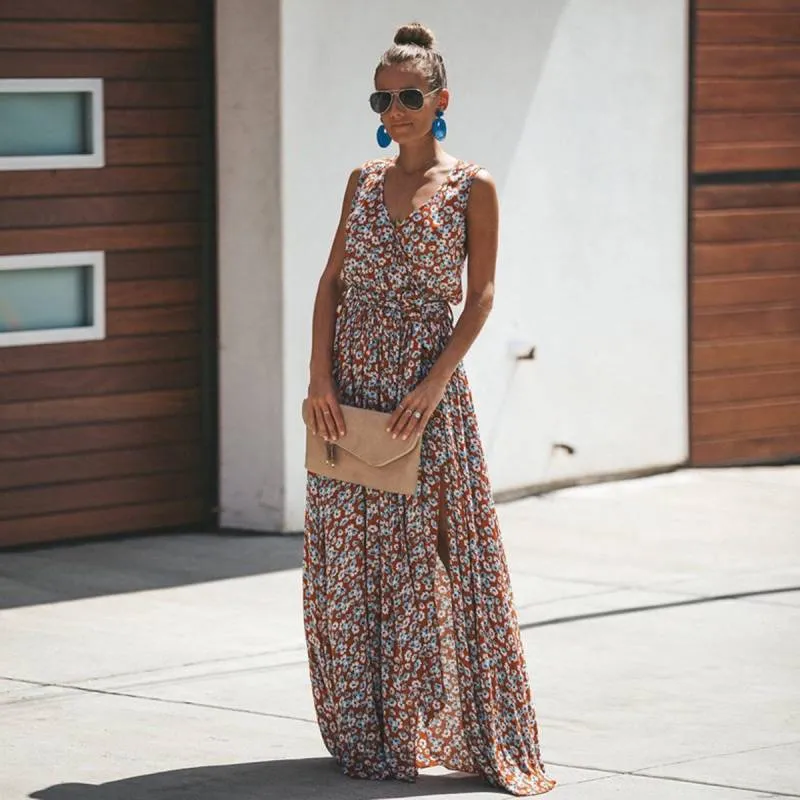 Bohemian Dress - Floral Print Maxi