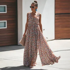 Bohemian Dress - Floral Print Maxi