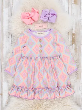 Bright Neon Boho Ruffle Dress
