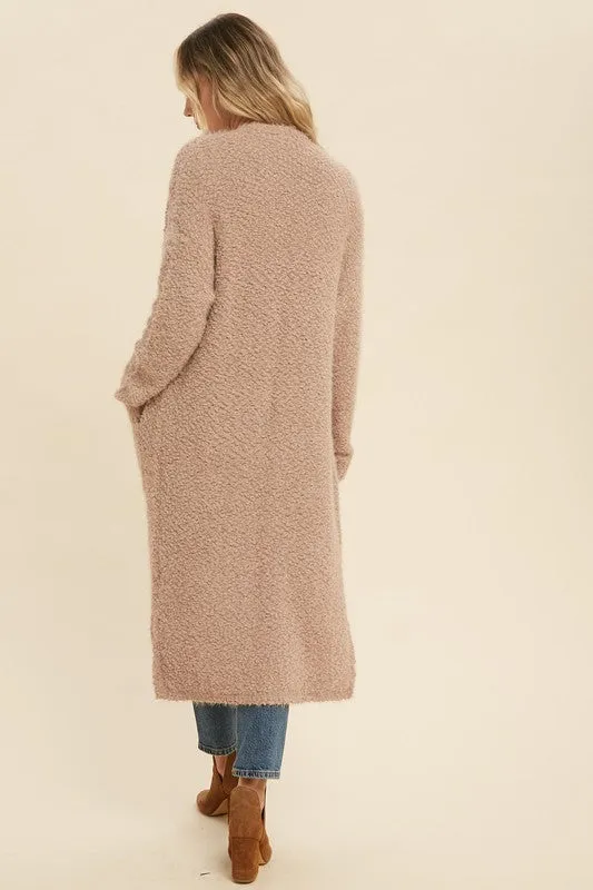 Brown Soft Fuzzy Longline Cardigan