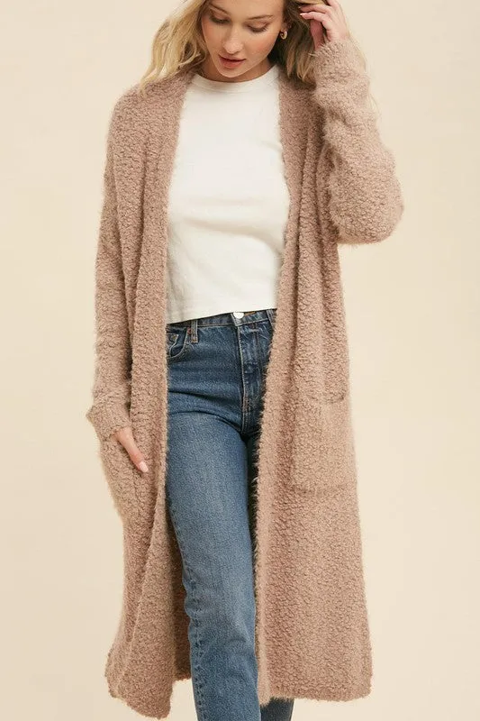 Brown Soft Fuzzy Longline Cardigan