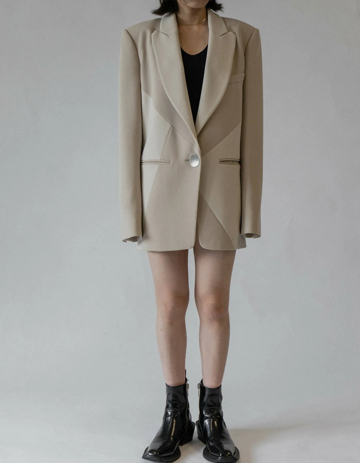 Cady Two-tone Composition Blazer - Light Camel