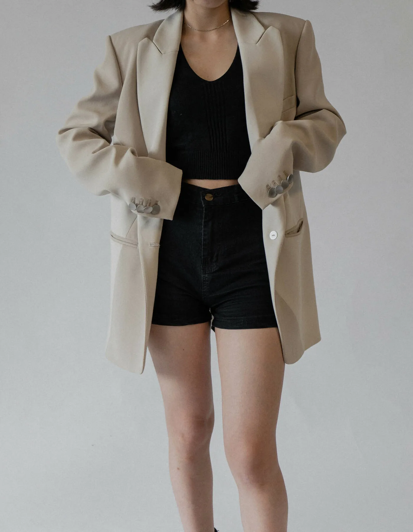 Cady Two-tone Composition Blazer - Light Camel