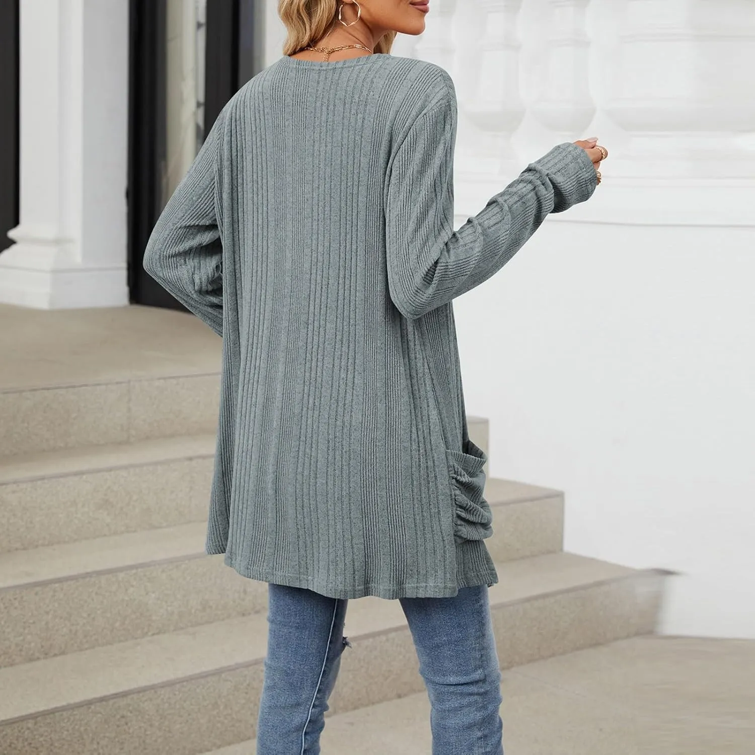 Cardigan Sweaters for Women 2024 Fall Open Front Knit Cardigan Breathable Soft Drape Duster Lightweight Ladies Coat