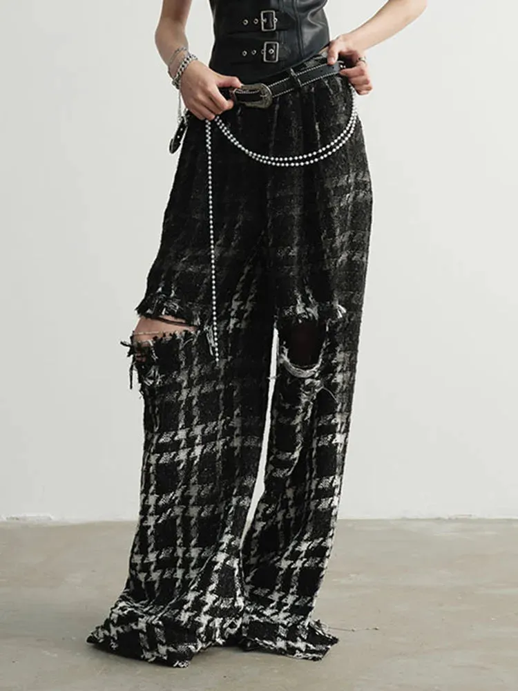 Chic Gothic Style Hallow-Out Design Trousers