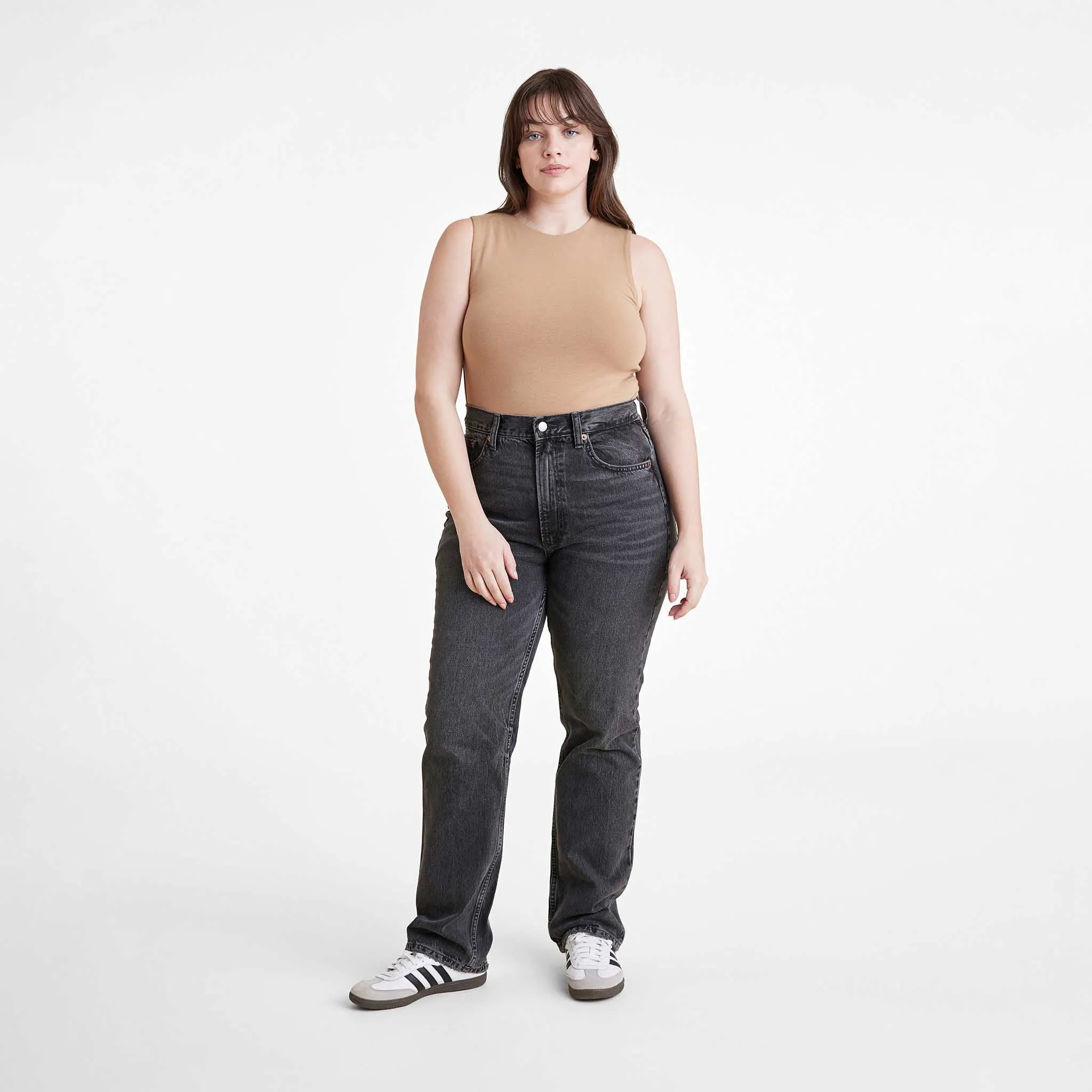 Cotton Stretch Classic Crewneck Tank Bodysuit | Cinnamon