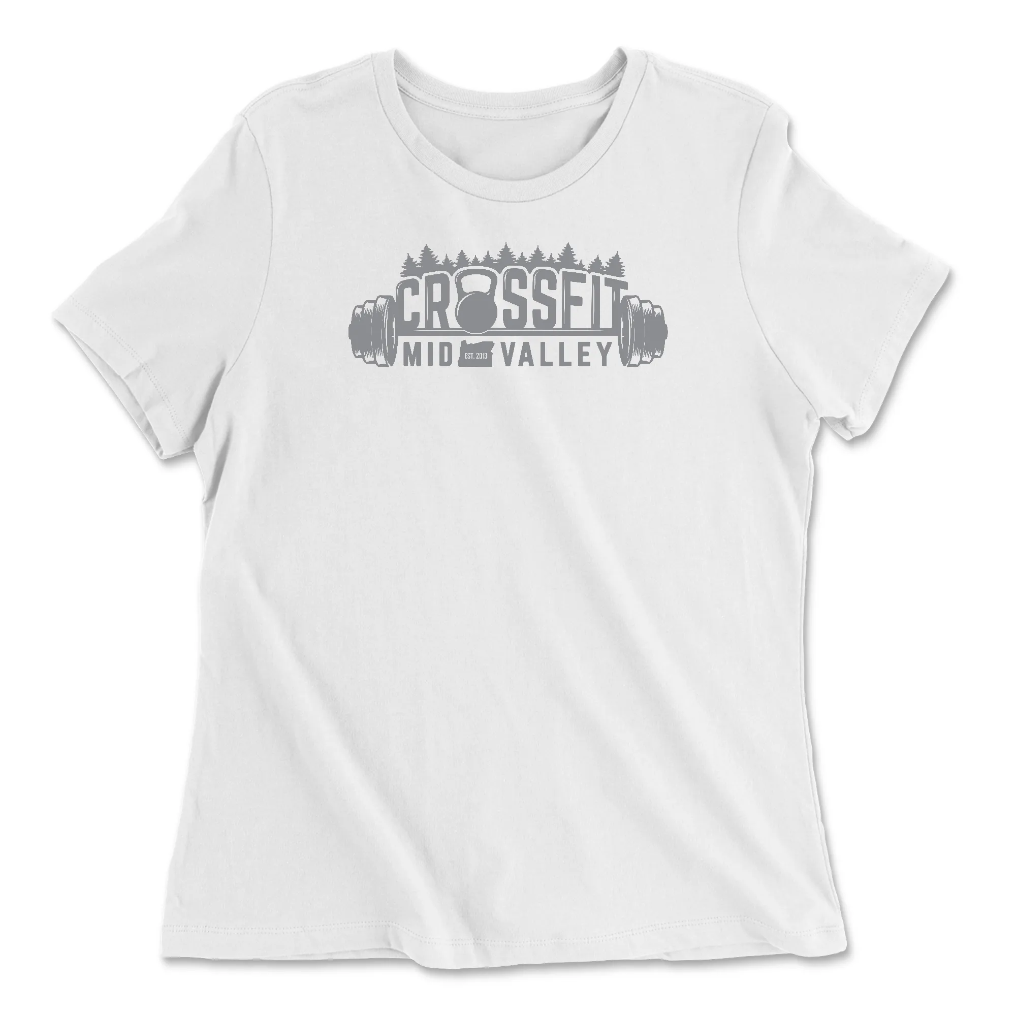 CrossFit Mid Valley Standard (Gray) Womens - Relaxed Jersey T-Shirt