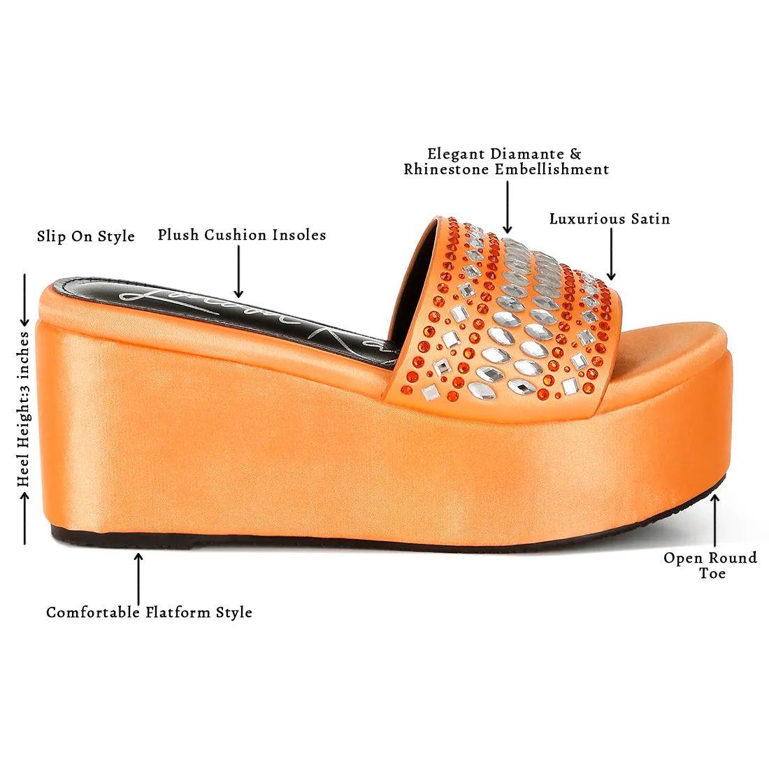 Diamante & Rhinestone Detail Stylish Flatforms