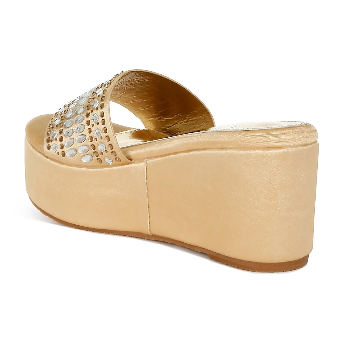 Diamante & Rhinestone Detail Stylish Flatforms