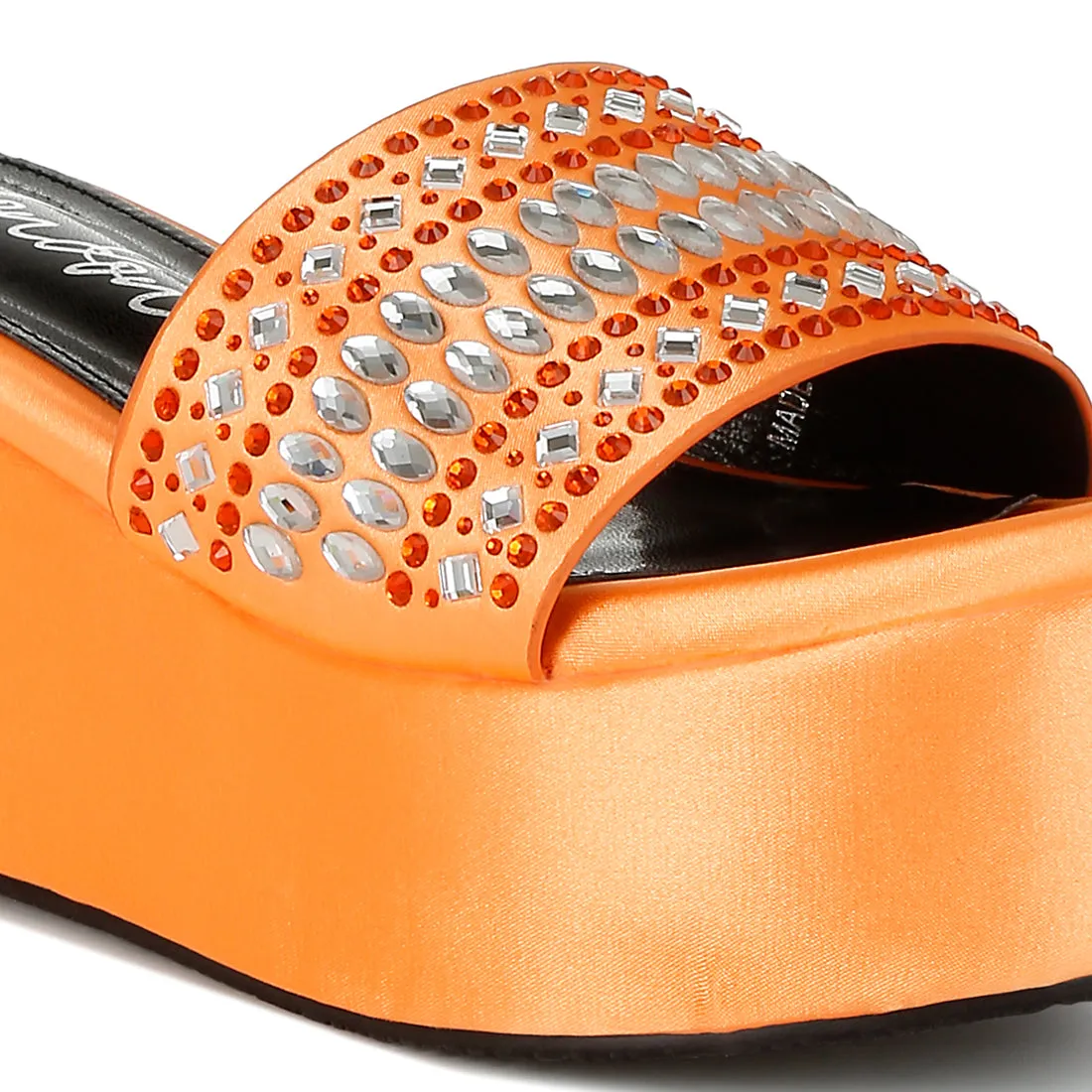 Diamante & Rhinestone Detail Stylish Flatforms