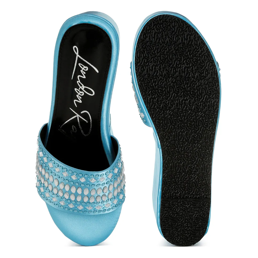 Diamante & Rhinestone Detail Stylish Flatforms