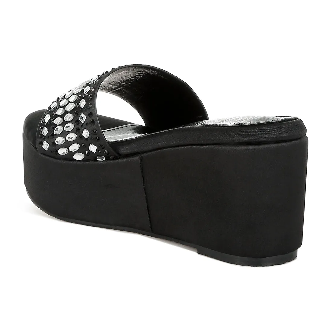 Diamante & Rhinestone Detail Stylish Flatforms