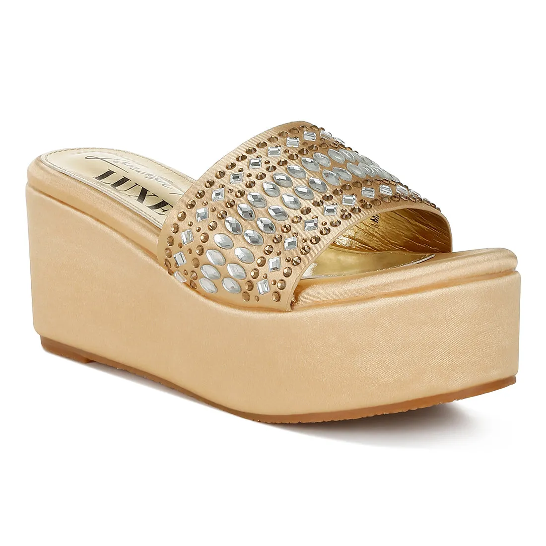 Diamante & Rhinestone Detail Stylish Flatforms