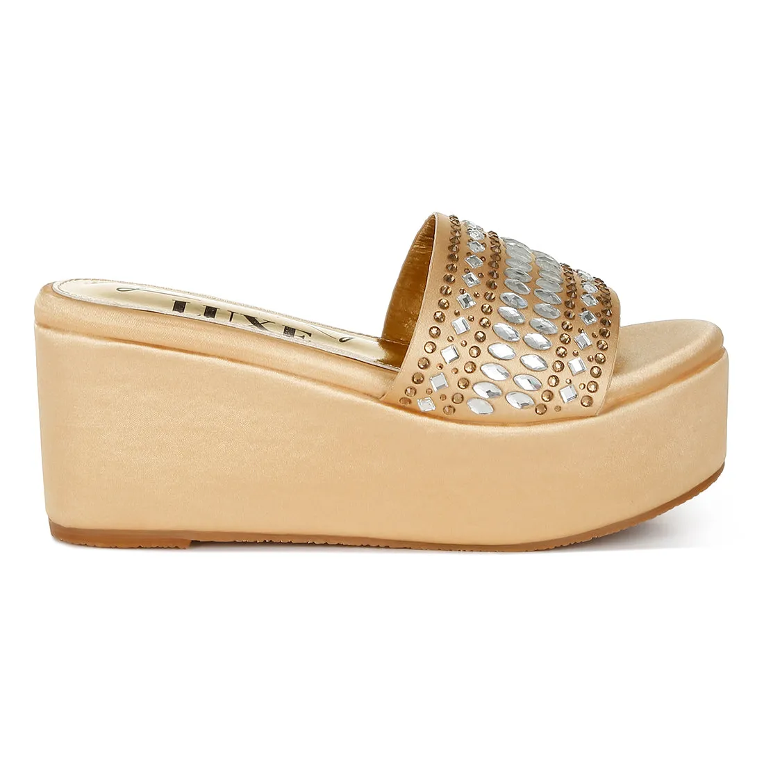 Diamante & Rhinestone Detail Stylish Flatforms