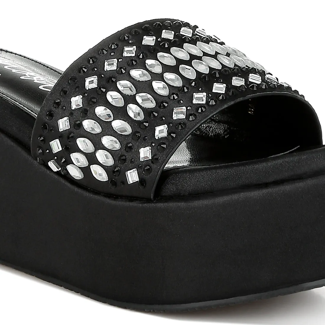 Diamante & Rhinestone Detail Stylish Flatforms