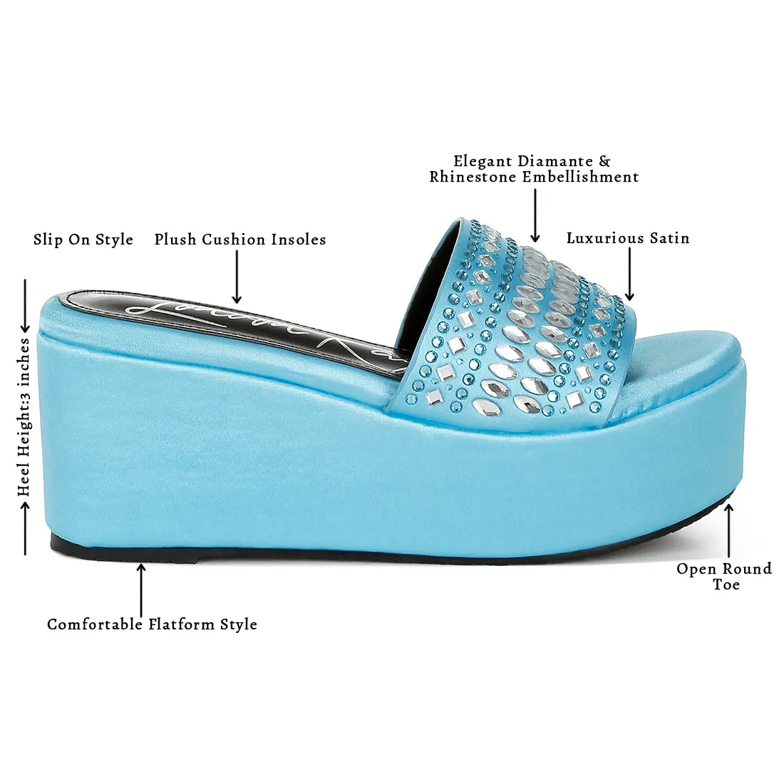 Diamante & Rhinestone Detail Stylish Flatforms