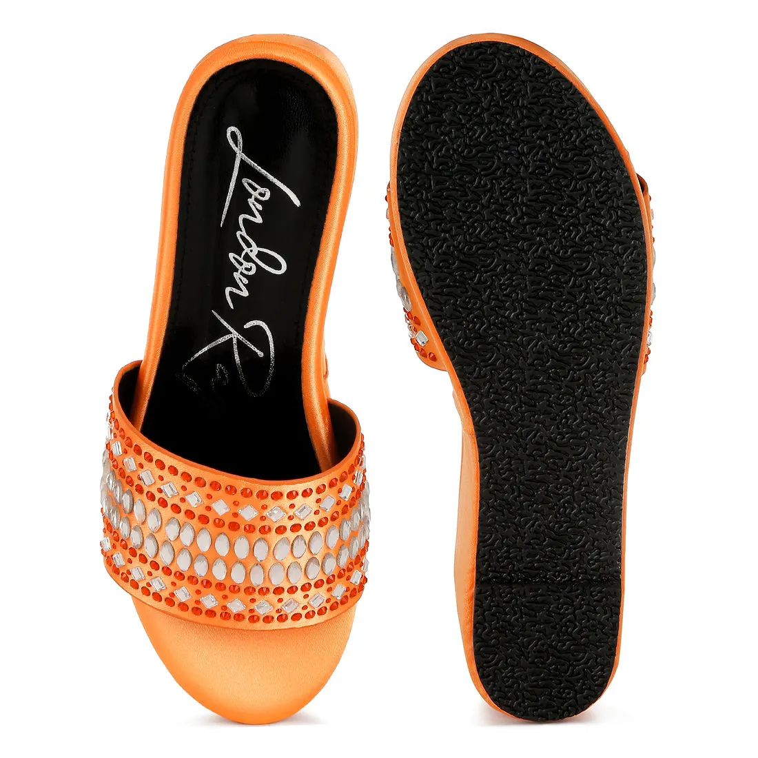 Diamante & Rhinestone Detail Stylish Flatforms