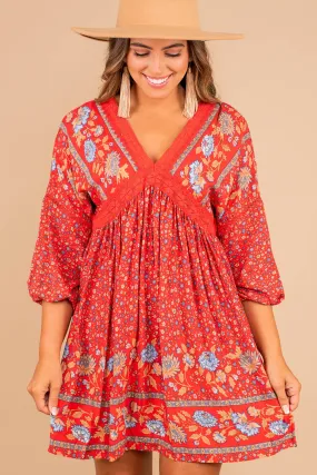 Feeling So Right Red Floral Boho Dress