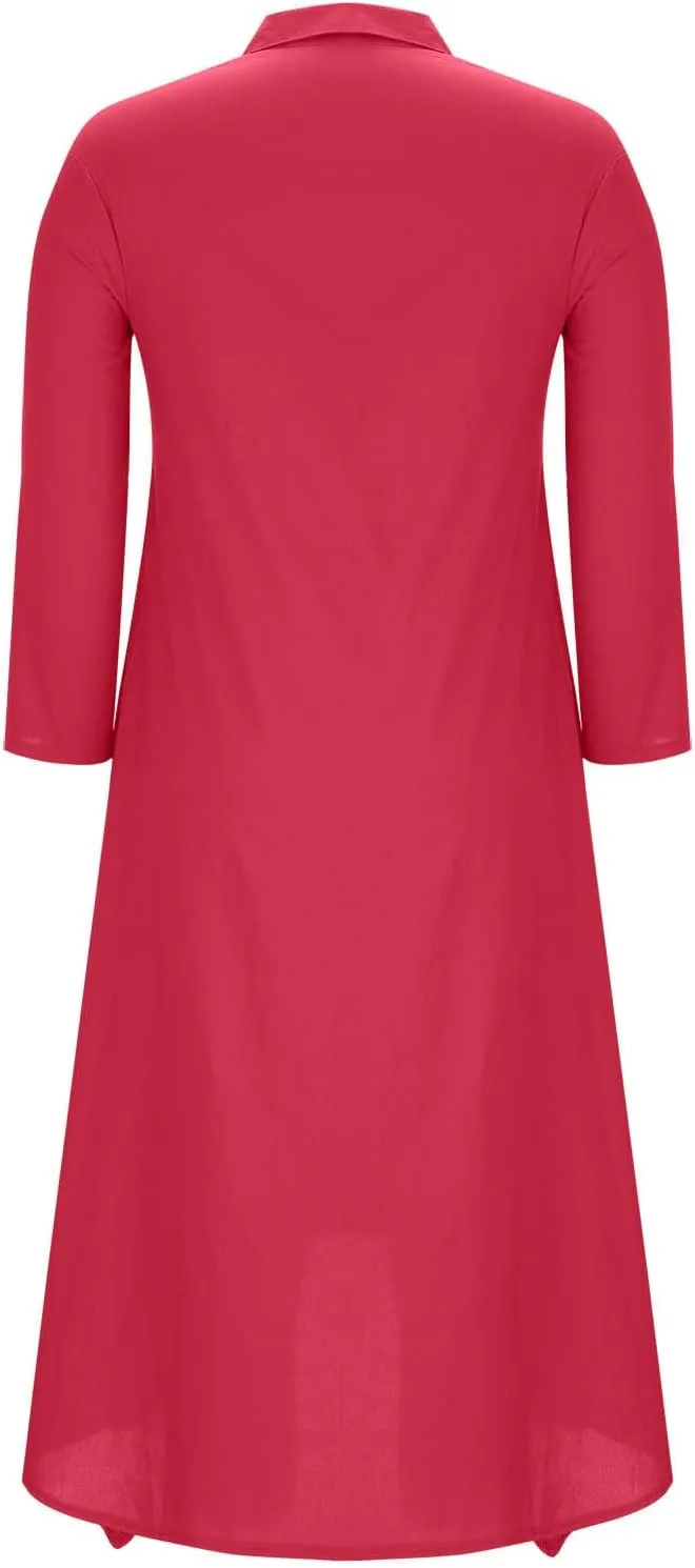 Finelylove Womens Summer Maxi Dresses 2025 Long Sleeve Button Down Shirt Dress Plus Size Cotton Linen Beach Vacation Dress