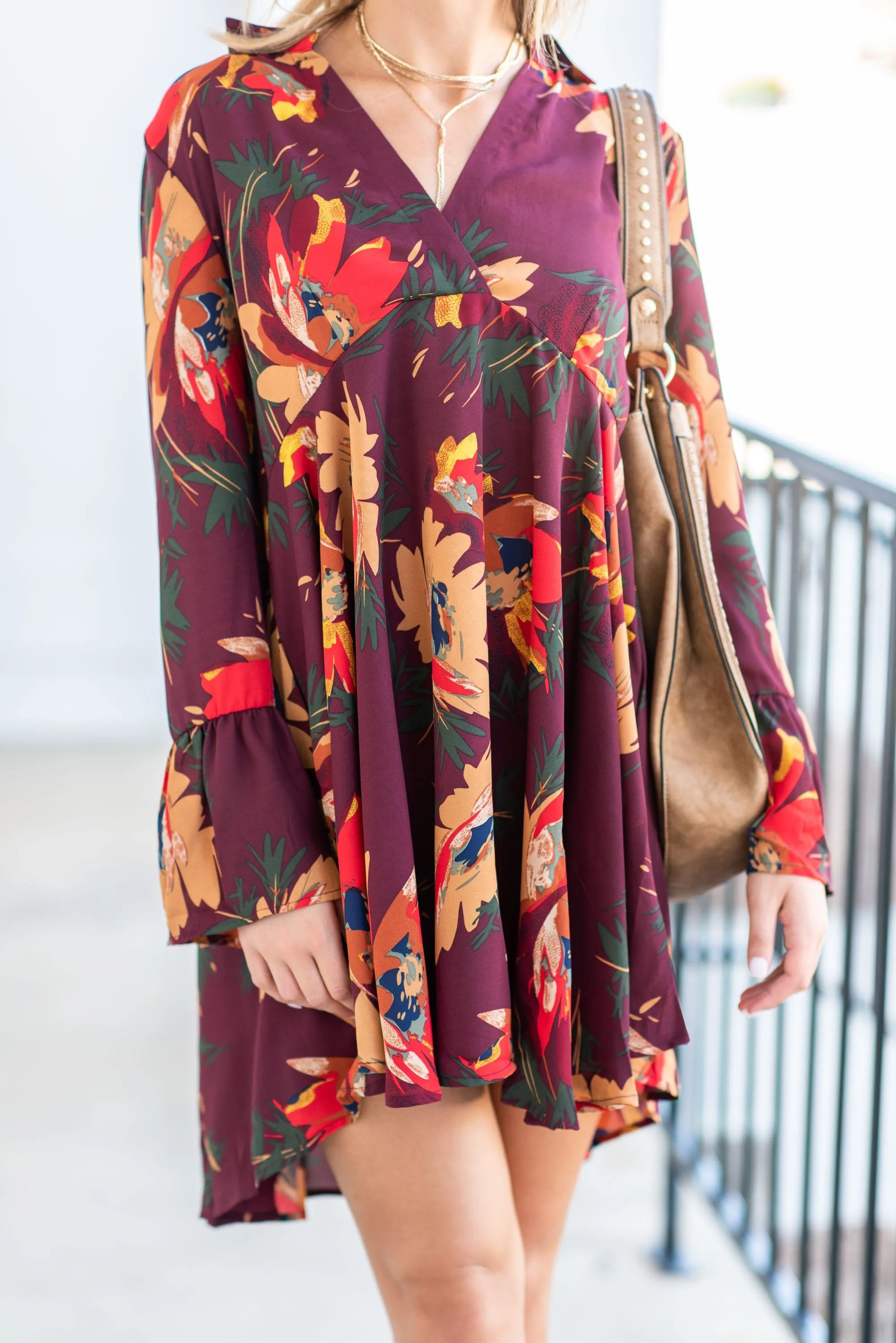 Found Your Calling Wine Red Floral Dress