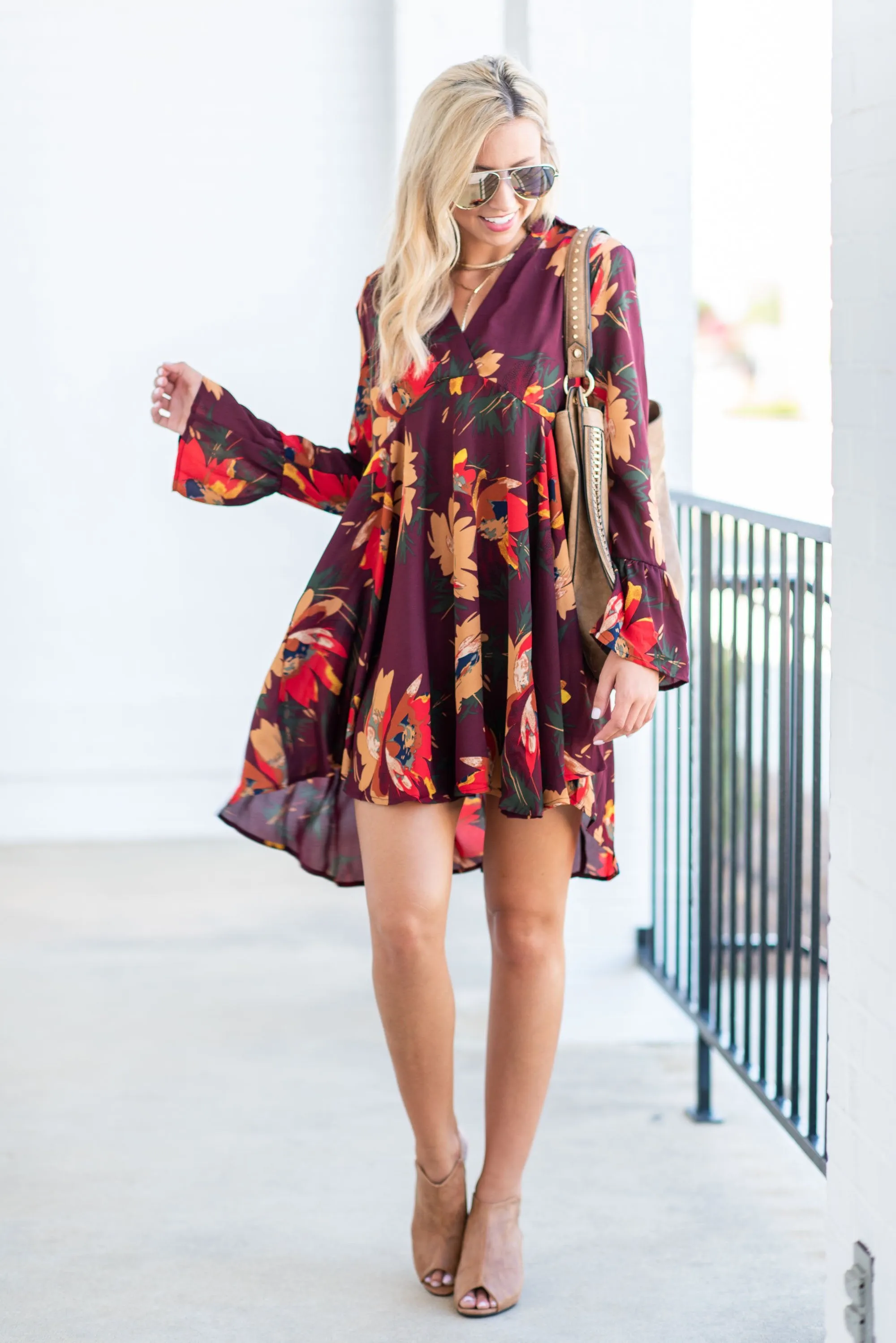 Found Your Calling Wine Red Floral Dress
