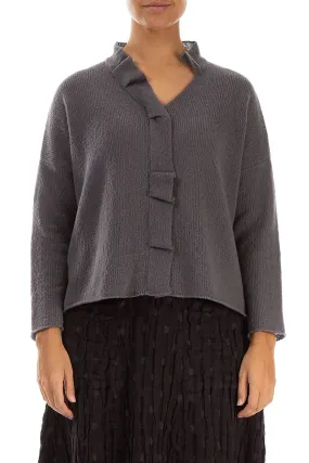 Frilled Neck Vintage Violet Wool Cardigan
