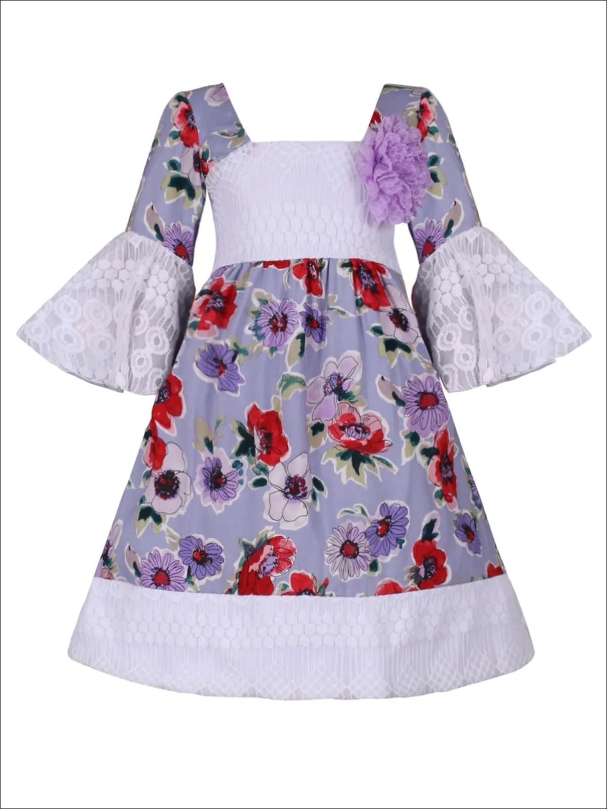 Girls Lace Boho Sleeve Dress