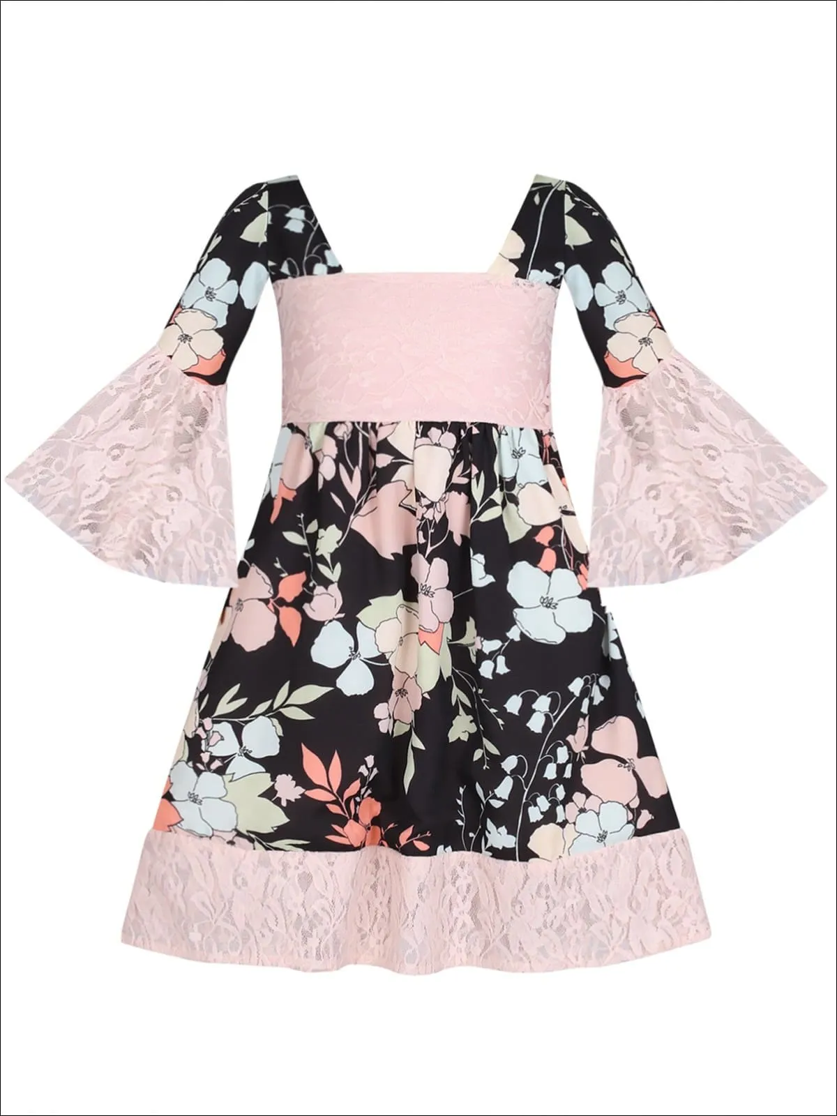 Girls Lace Boho Sleeve Dress