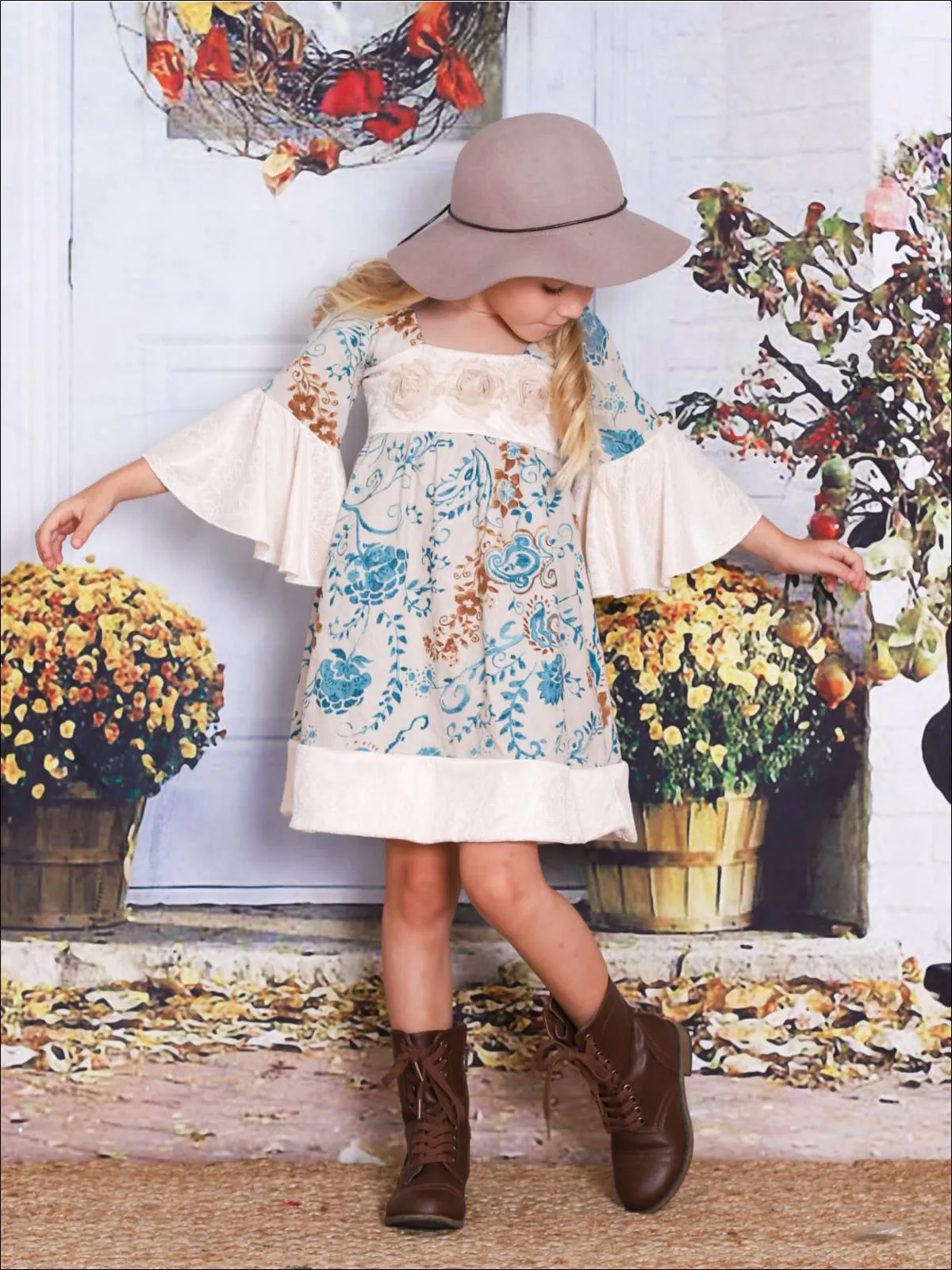 Girls Lace Boho Sleeve Dress