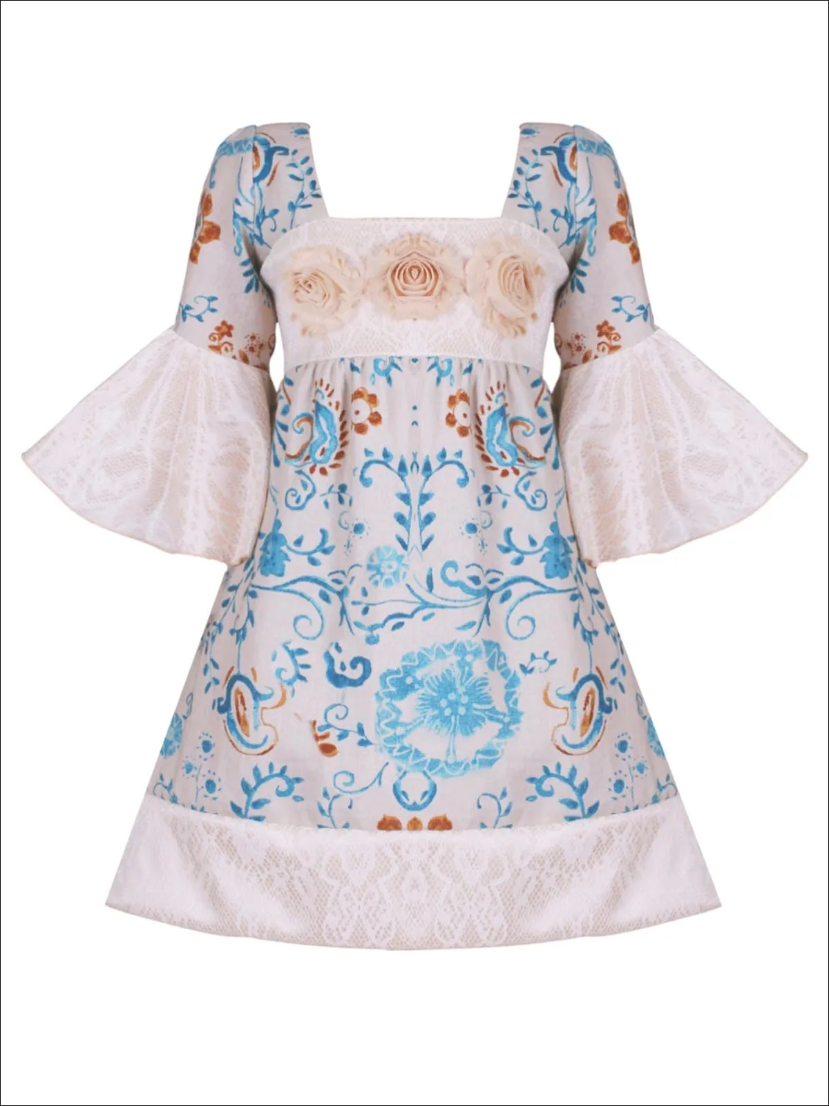 Girls Lace Boho Sleeve Dress