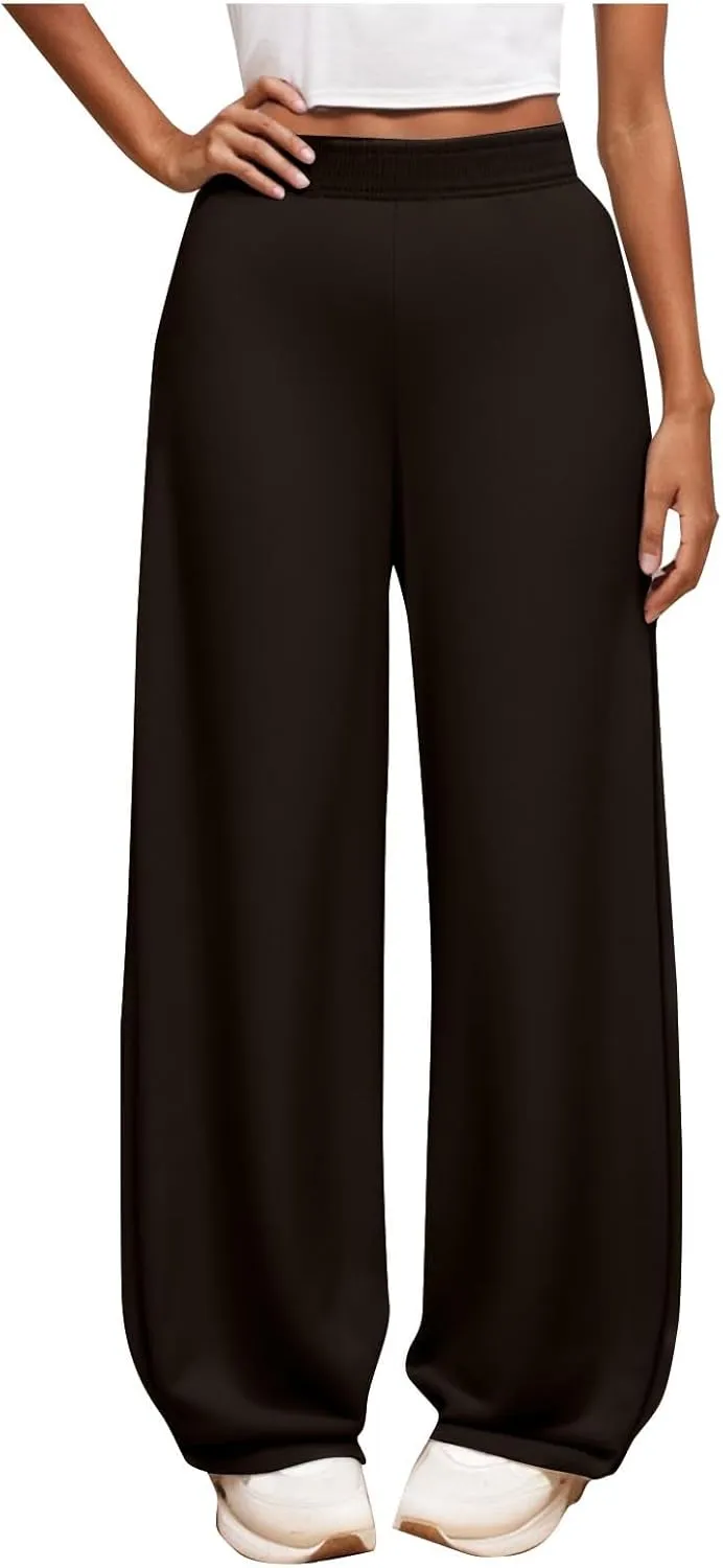 Girls Wide Leg Sweatpants Comfortable Loose Fit with Elastic Waist for Casual Chino Wear