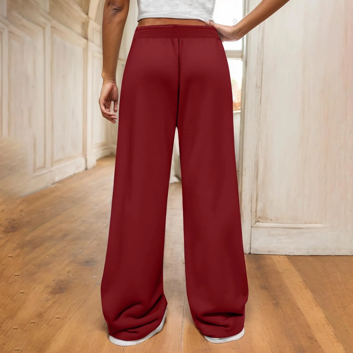 Girls Wide Leg Sweatpants Comfortable Loose Fit with Elastic Waist for Casual Chino Wear
