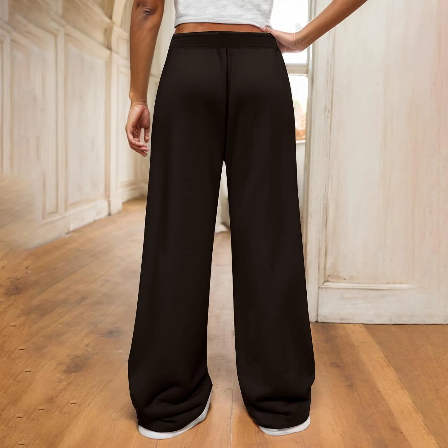 Girls Wide Leg Sweatpants Comfortable Loose Fit with Elastic Waist for Casual Chino Wear