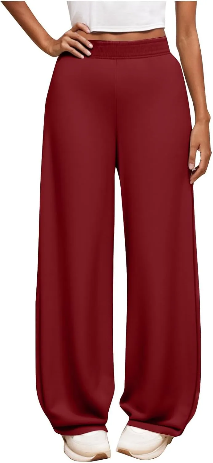 Girls Wide Leg Sweatpants Comfortable Loose Fit with Elastic Waist for Casual Chino Wear