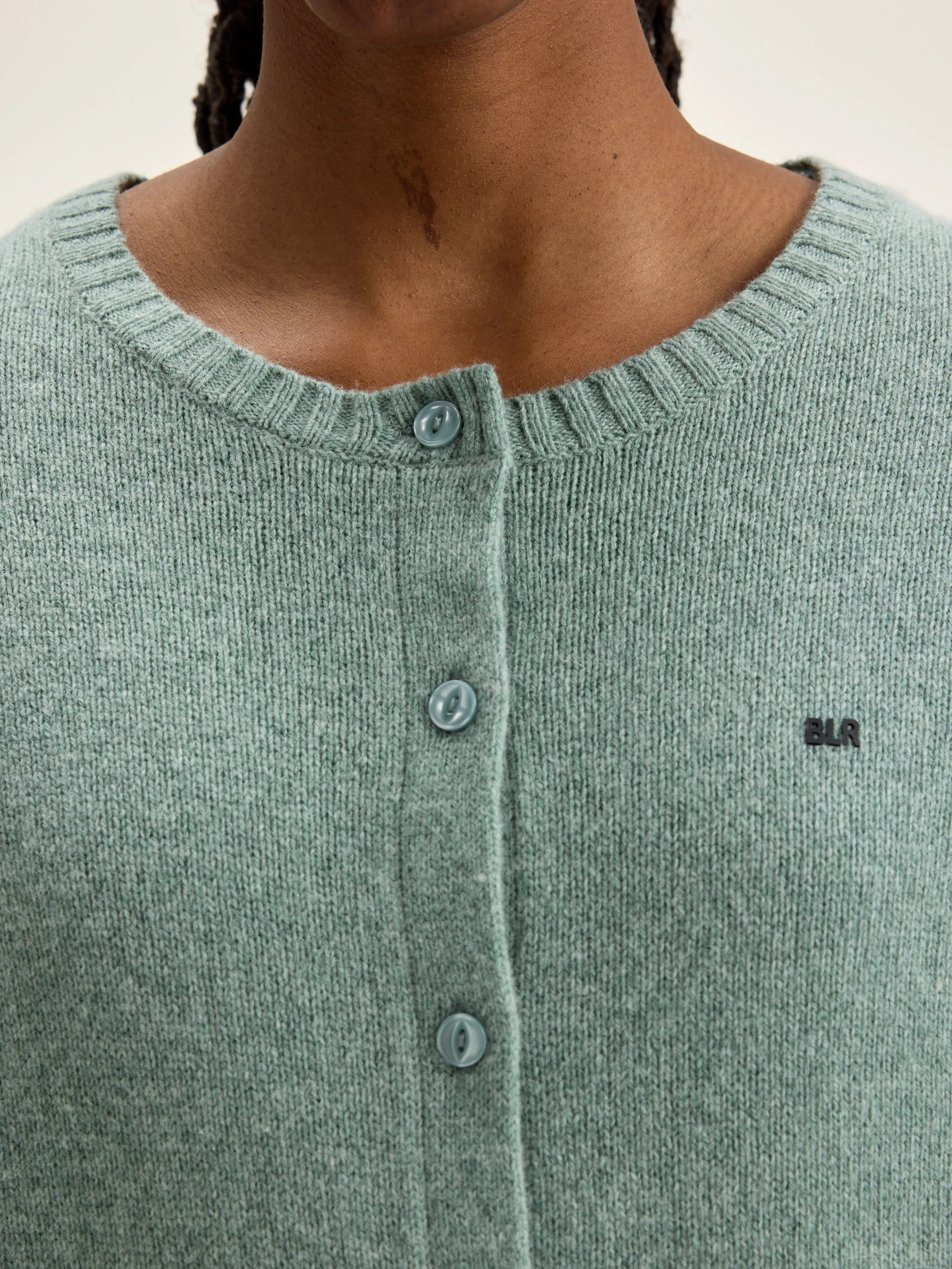 Giwes crew-neck cardigan (242 / W / RAIN BLUE)