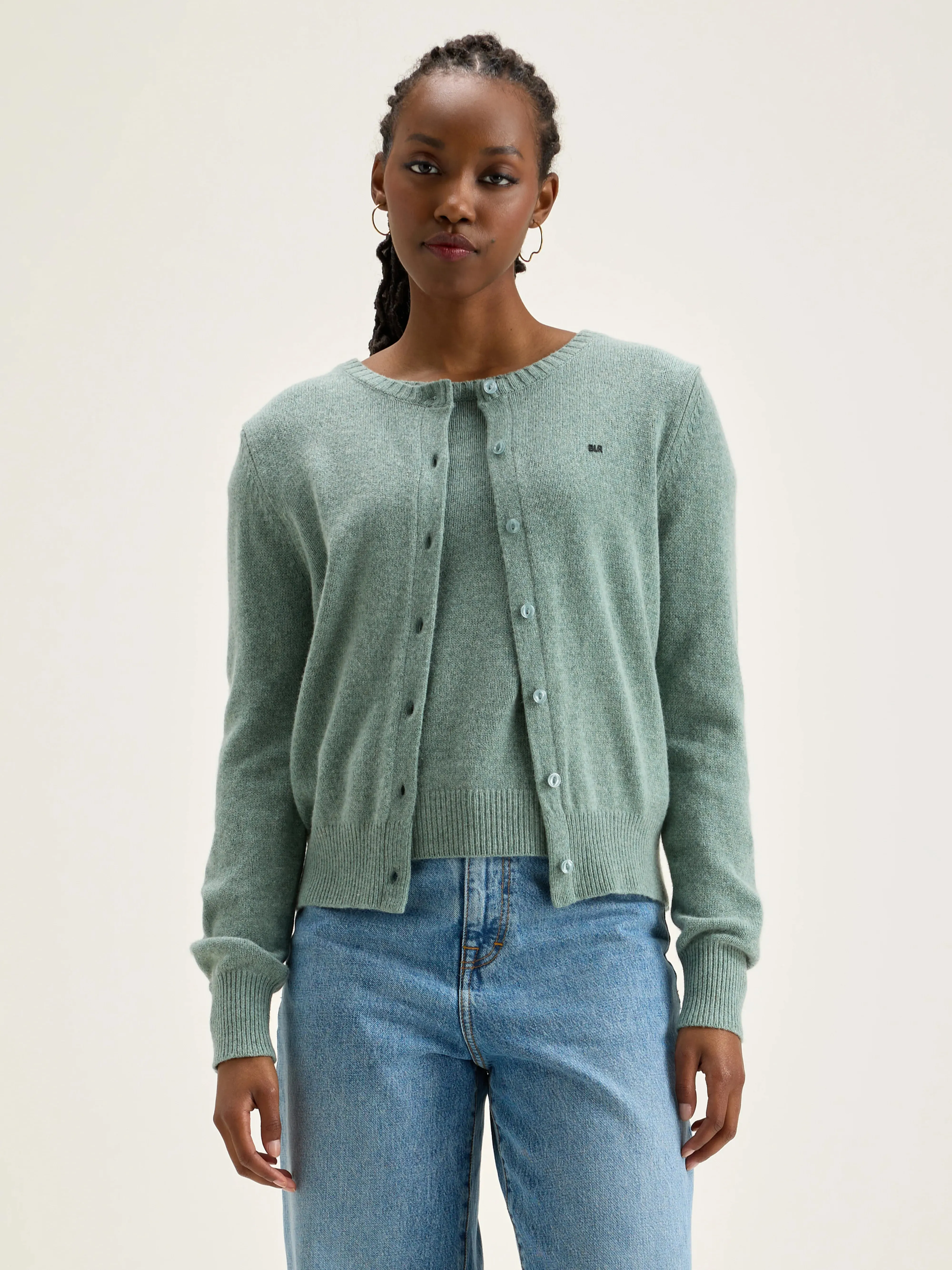 Giwes crew-neck cardigan (242 / W / RAIN BLUE)