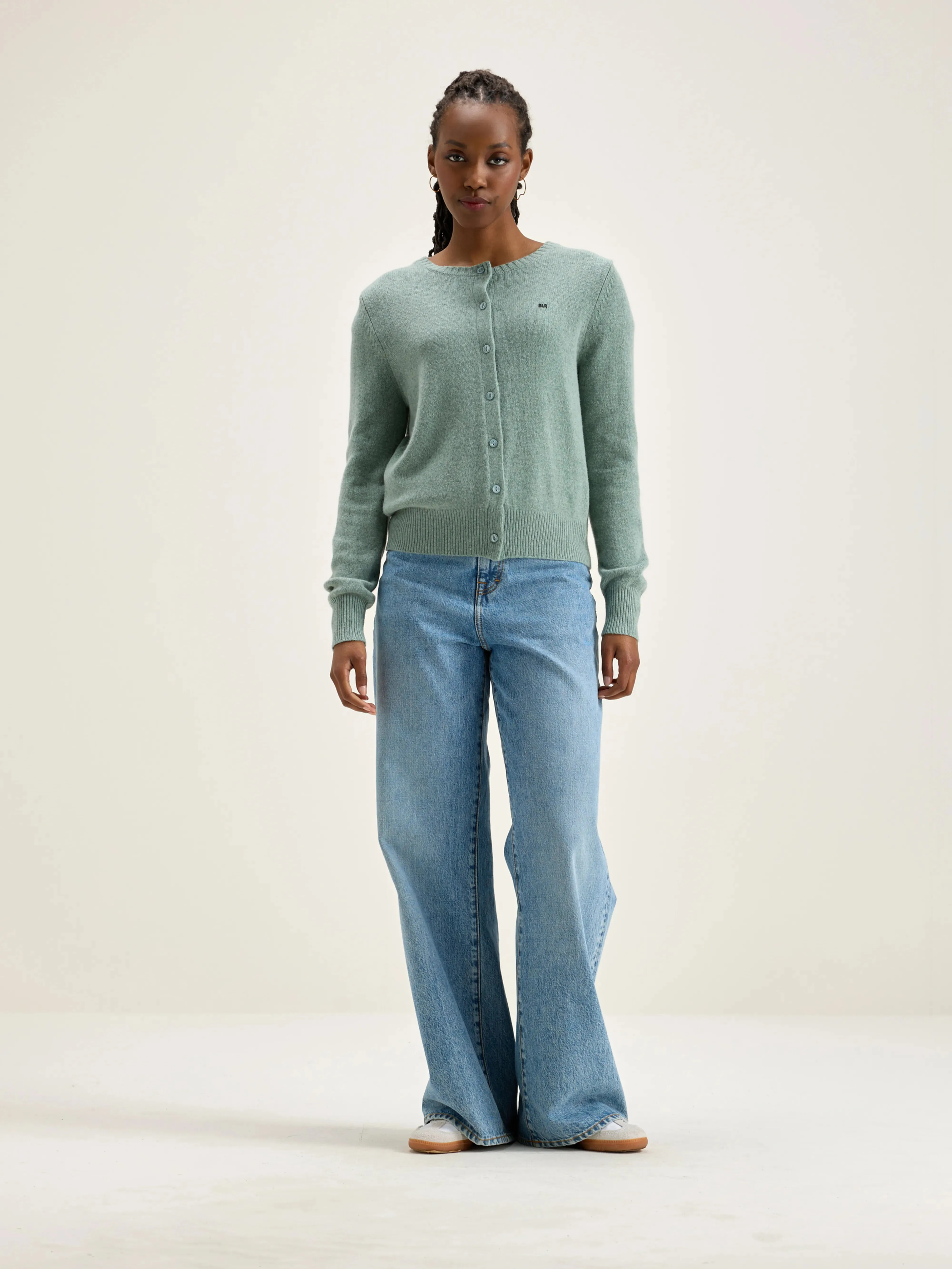 Giwes crew-neck cardigan (242 / W / RAIN BLUE)
