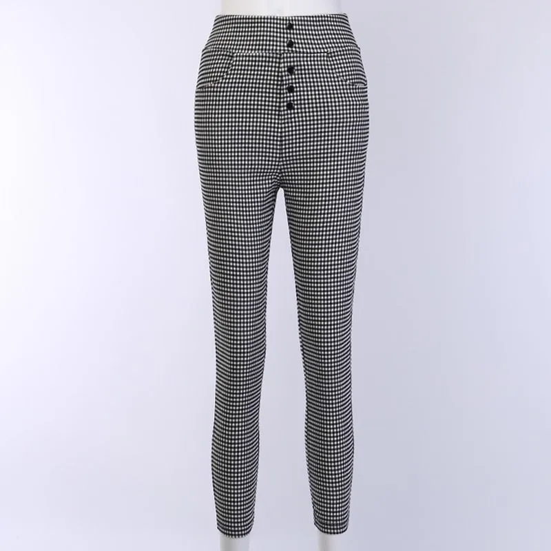 High Waist Plaid Trousers