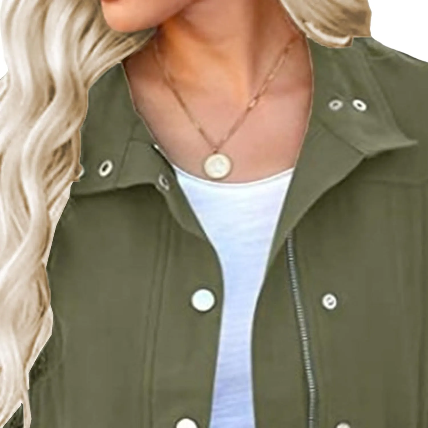 JEKE-DG Women's Military Stylish Long Sleeve Jacket Lightweight Zip Up Outdoor Jacket Coat Solid Trendy Field Safari Jackets