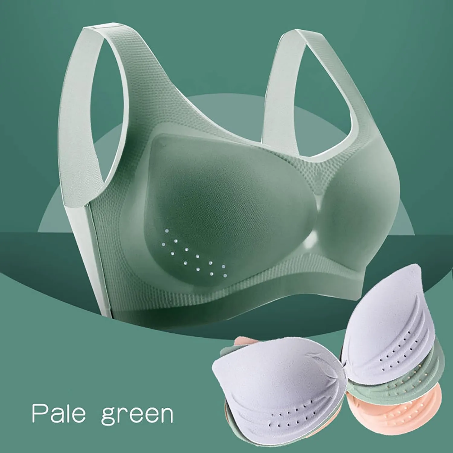 JOAU Womens Wireless Bra, Full-Coverage Pullover Stretch Bras, Smoothing T-Shirt Bra Breathable Removable Padded Bralettes