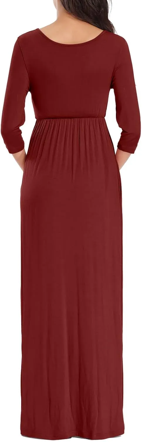 KIM S Maternity Maxi Dress with Flower Sash(S-3XL)/Wrapped Ruched V Neck Photoshoot Baby Shower Dresses