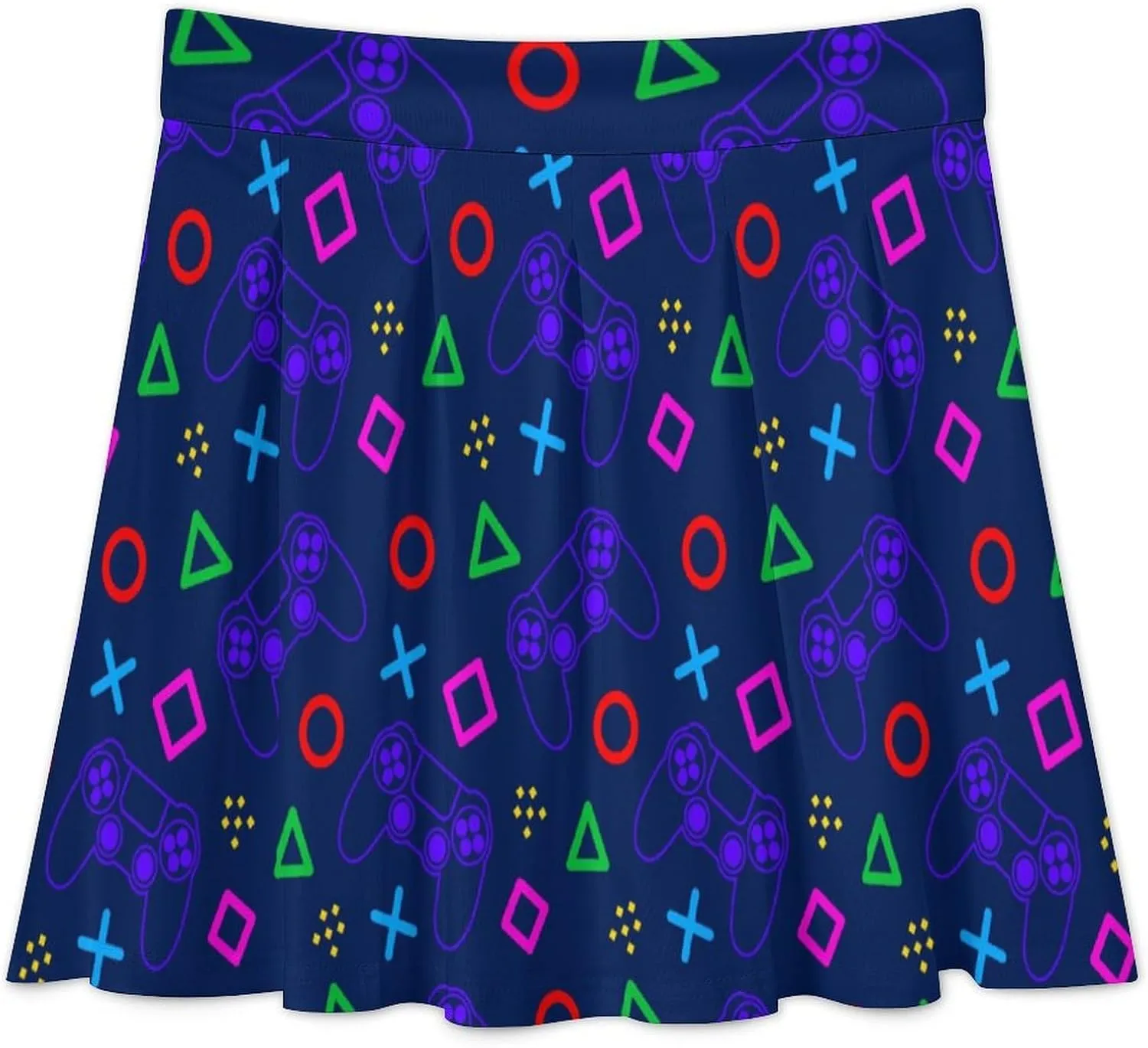 Lady Game Mathematics Maiden Skater Mini Skirt High Waist Stylish Invisible Zip Flowy Skirt