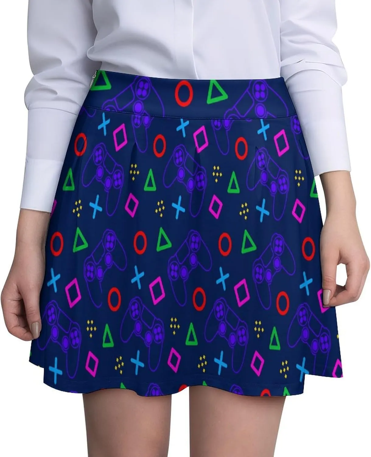 Lady Game Mathematics Maiden Skater Mini Skirt High Waist Stylish Invisible Zip Flowy Skirt